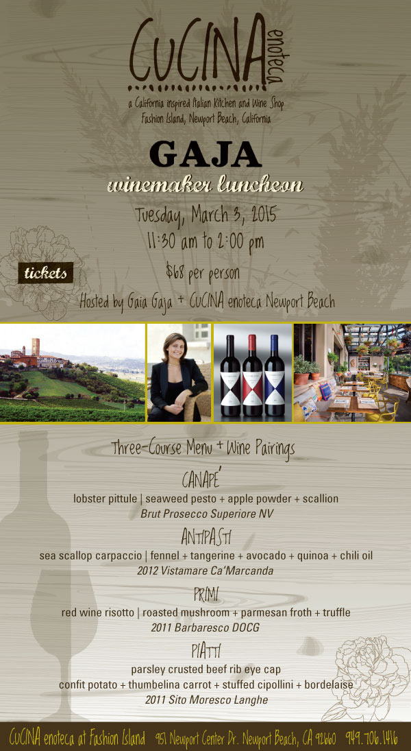 Gaja Winemaker Luncheon at Cucina Enoteca on March 3