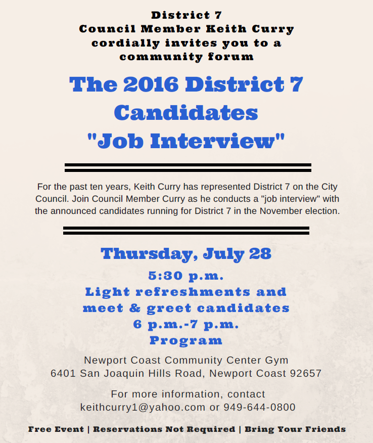 The 2016 District 7 Candidates "Job Interview"