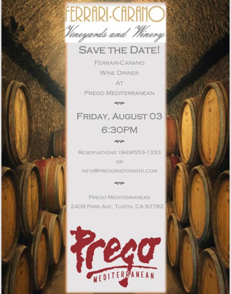 Ferrari-Carano Wine Dinner at Prego Mediterranean