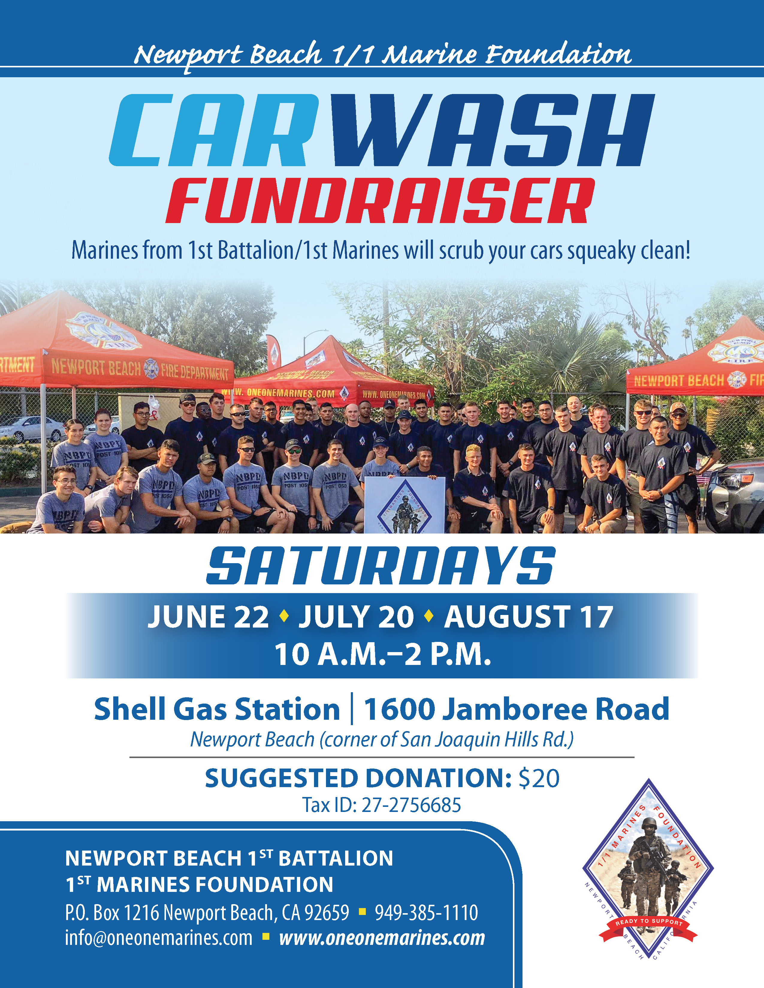 Newport Beach 1/1 Marine Foundation Car Wash Fundraiser
