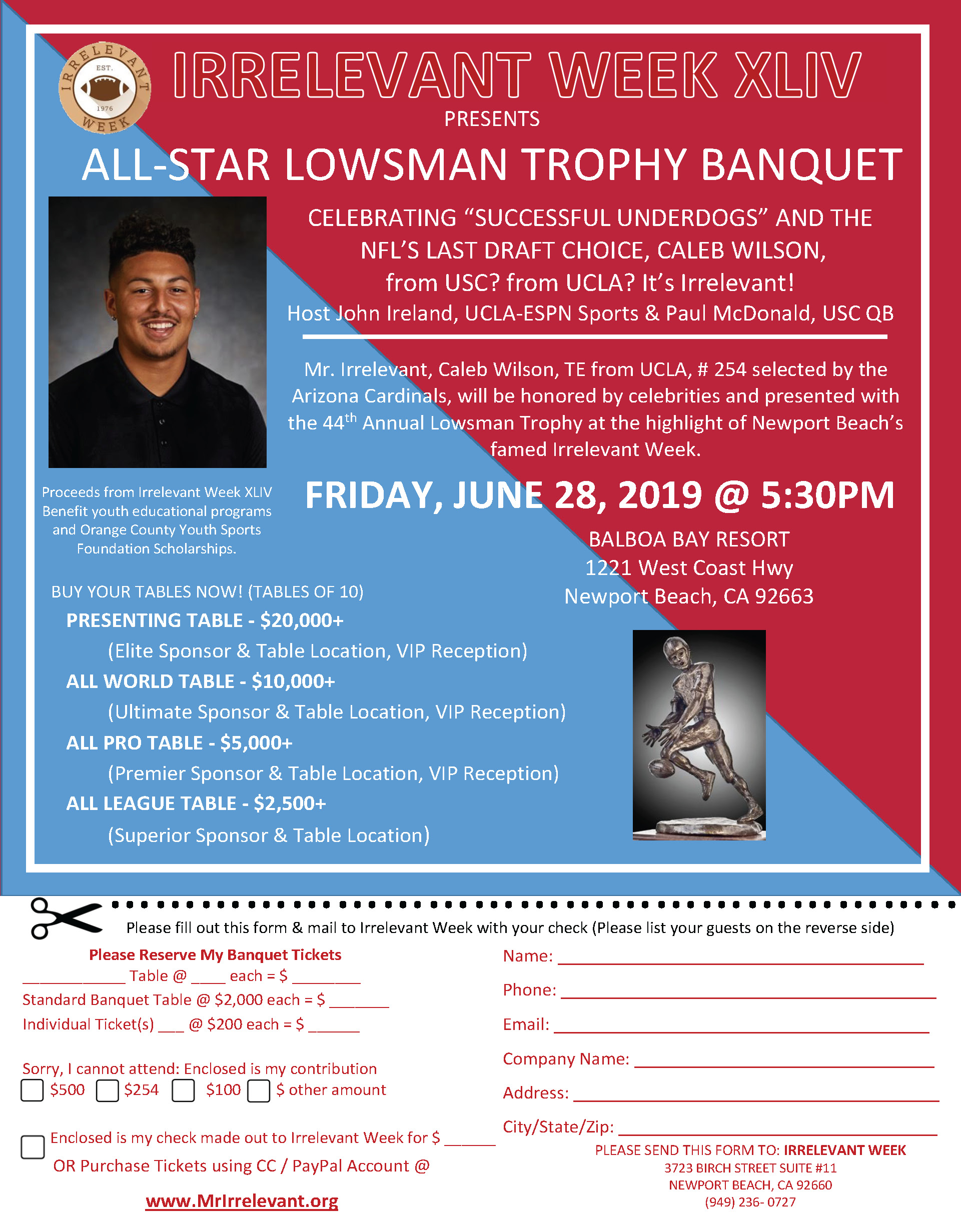 Irrelevant Week XLIV All-Star Lowsman Trophy Banquet