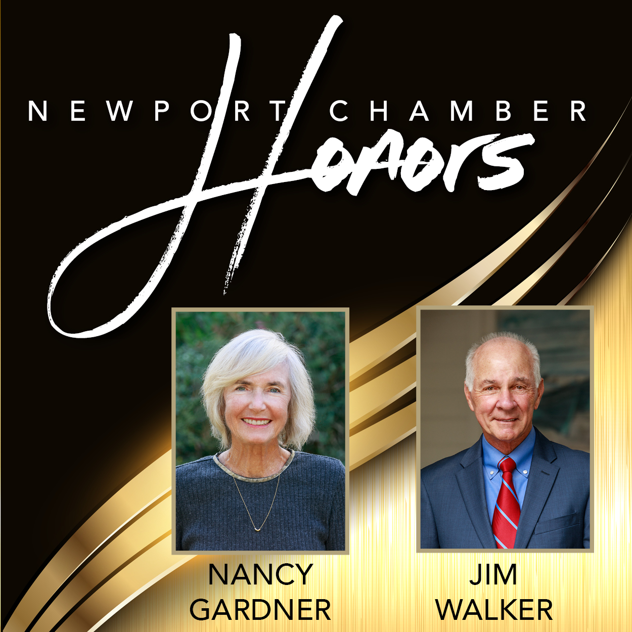 2019 Newport Chamber Honors - Citizen of the Year Nancy Gardner and Business Person of the Year Jim Walker