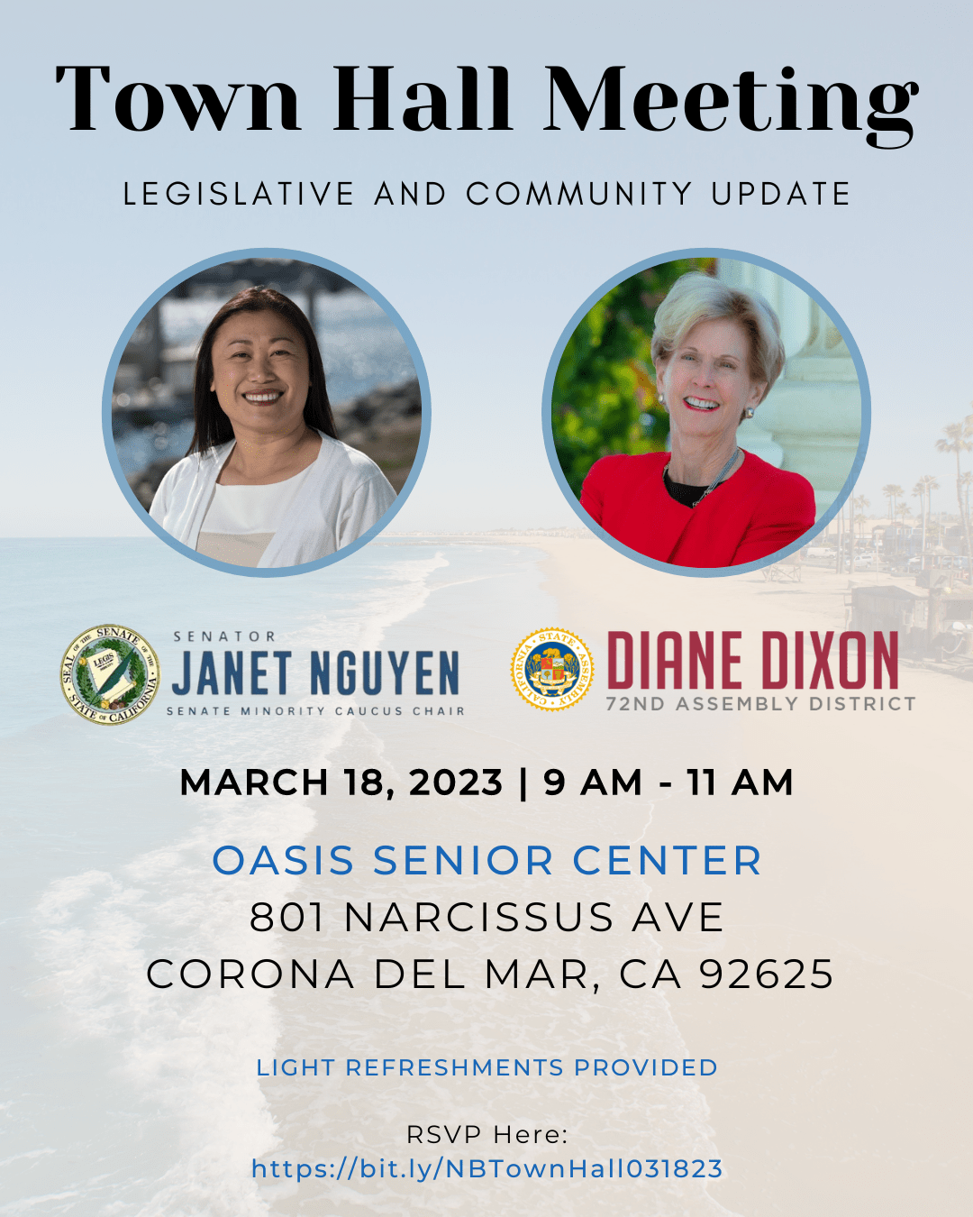 Town Hall Meeting: Legislative and Community Update with Senator Janet Nguyen and 72nd District Assemblywoman Diane Dixon
