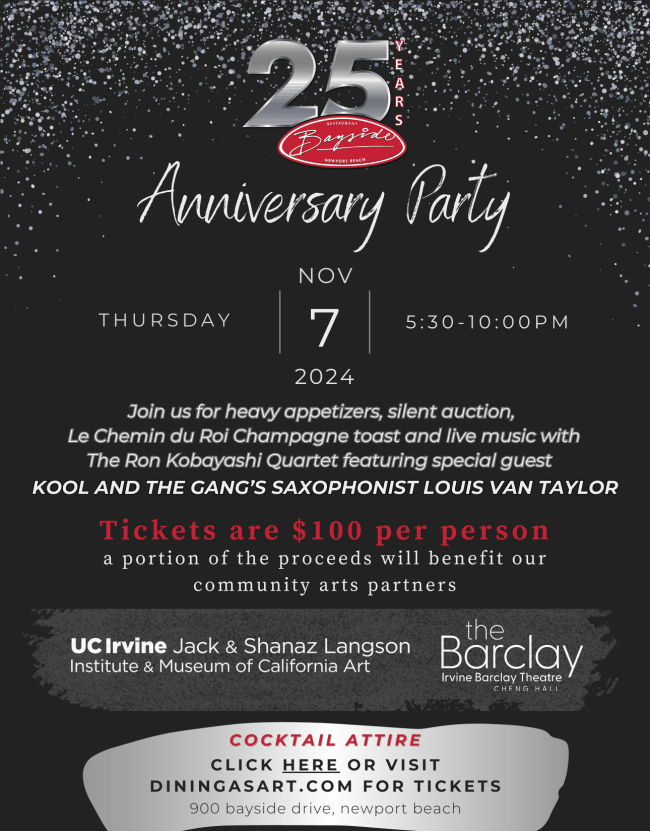 Bayside Celebrates 25 Years with Cocktail Party Benefiting the Barclay & UCI