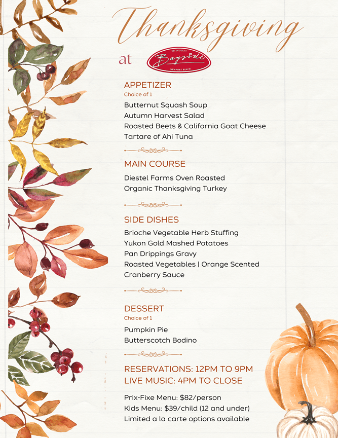 Thanksgiving At Bayside Restaurant