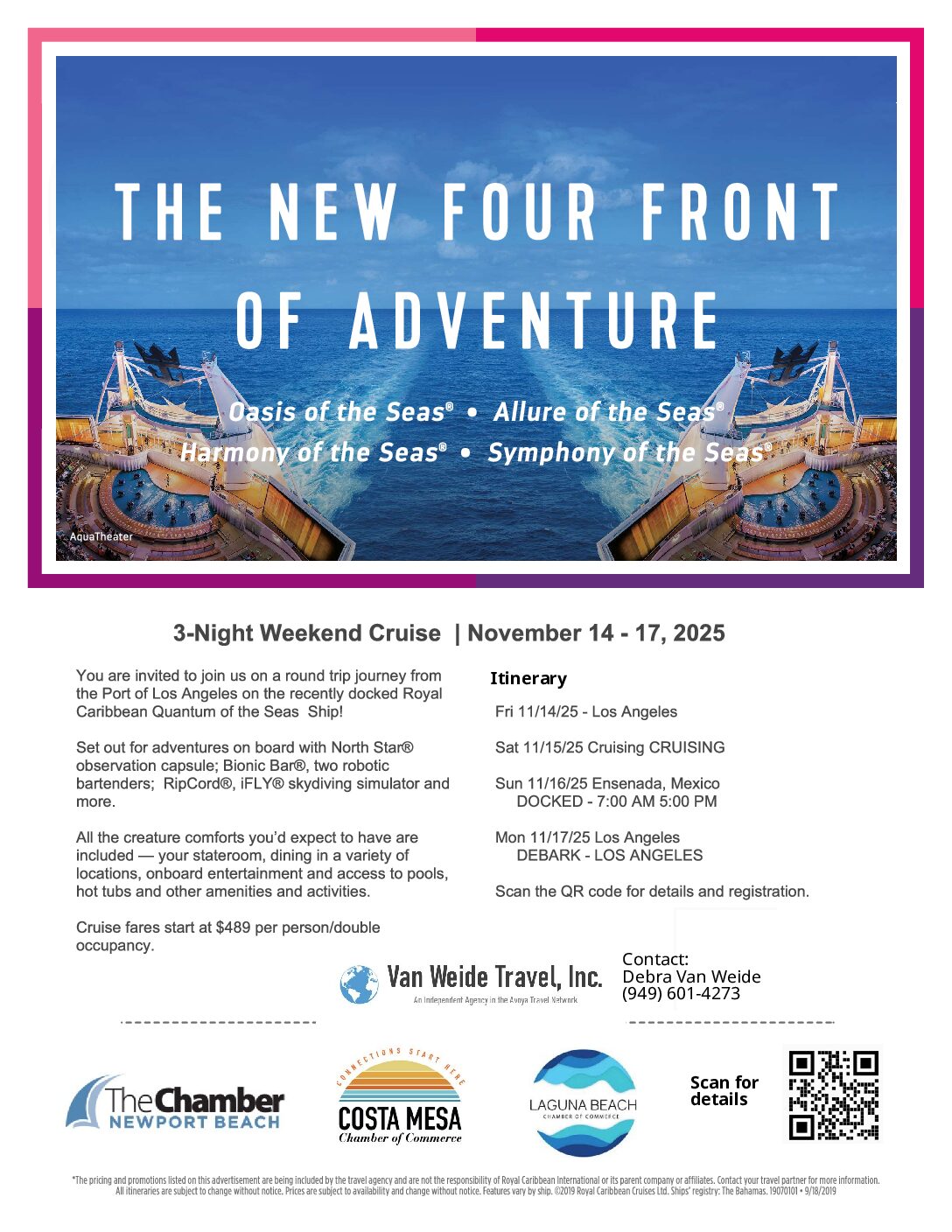 3-Night Weekend Cruise with Van Weide Travel, Inc.