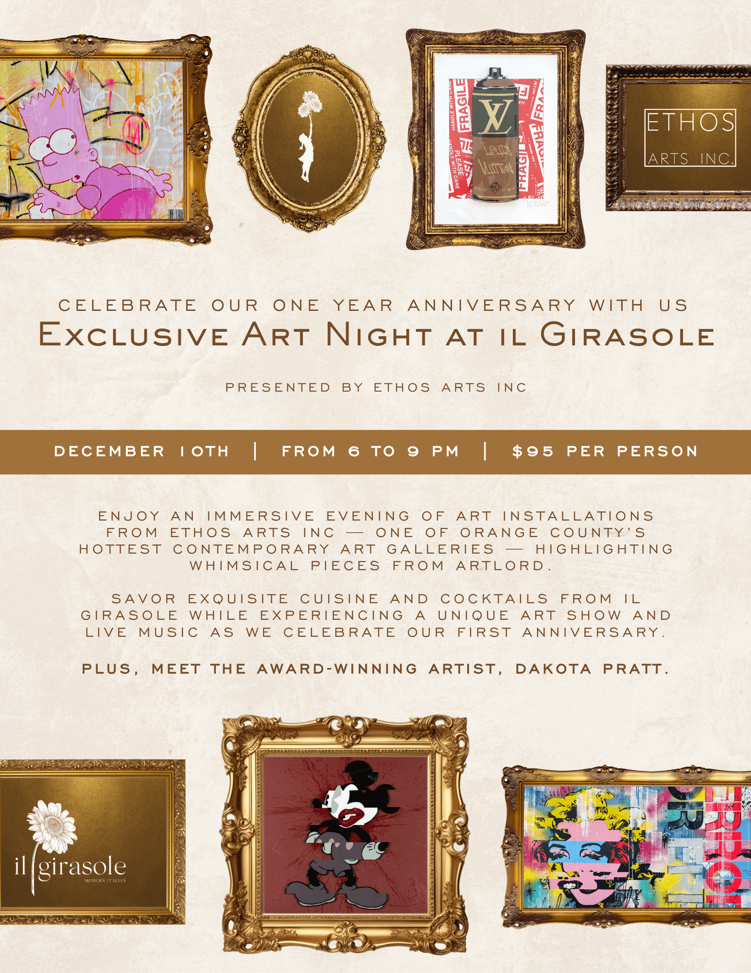 Exclusive Art Night and Anniversary Party at il Girasole