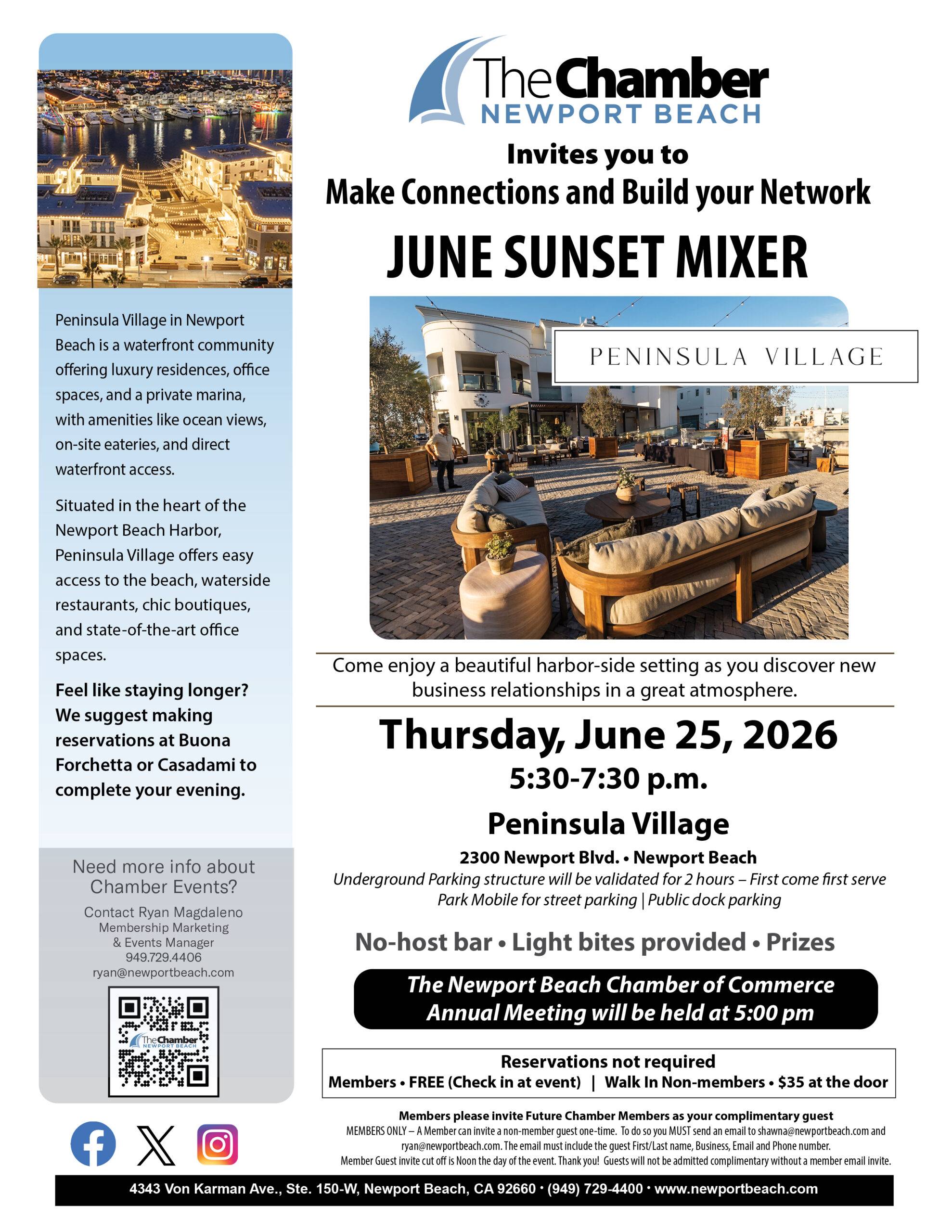 June 2026 Sunset Mixer - Peninsula Village