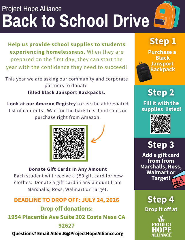 Project Hope Alliance - Back to School Drive