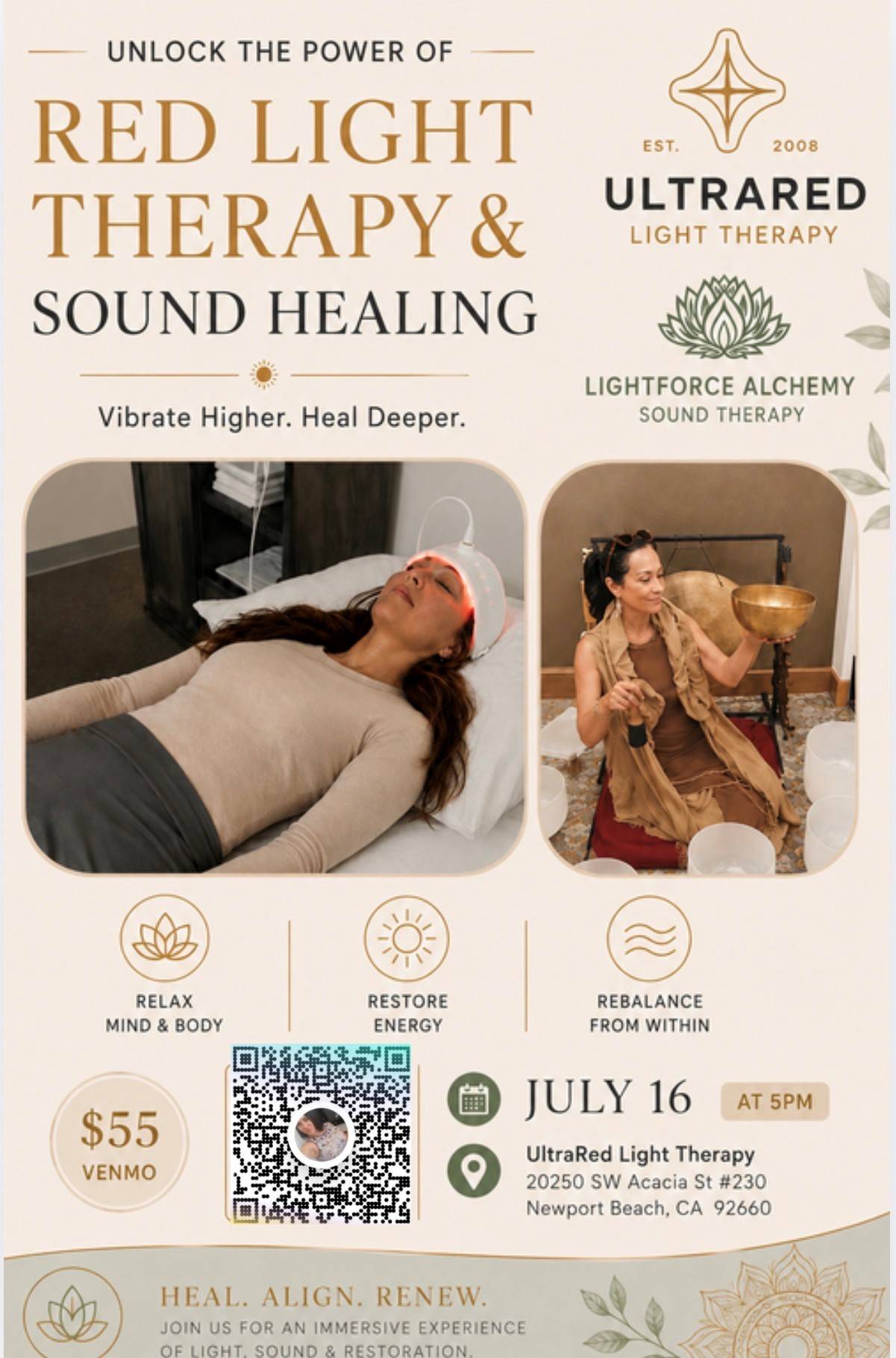 Unlock the Power of Red Light Therapy & Sound Healing