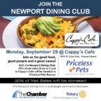 Join the Newport Dining Club at Cappy's Cafe to benefit Priceless Pets Rescue