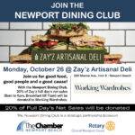Join the Newport Dining Club at ZAY'Z ARTISANAL DELI to benefit WORKING WARDROBES